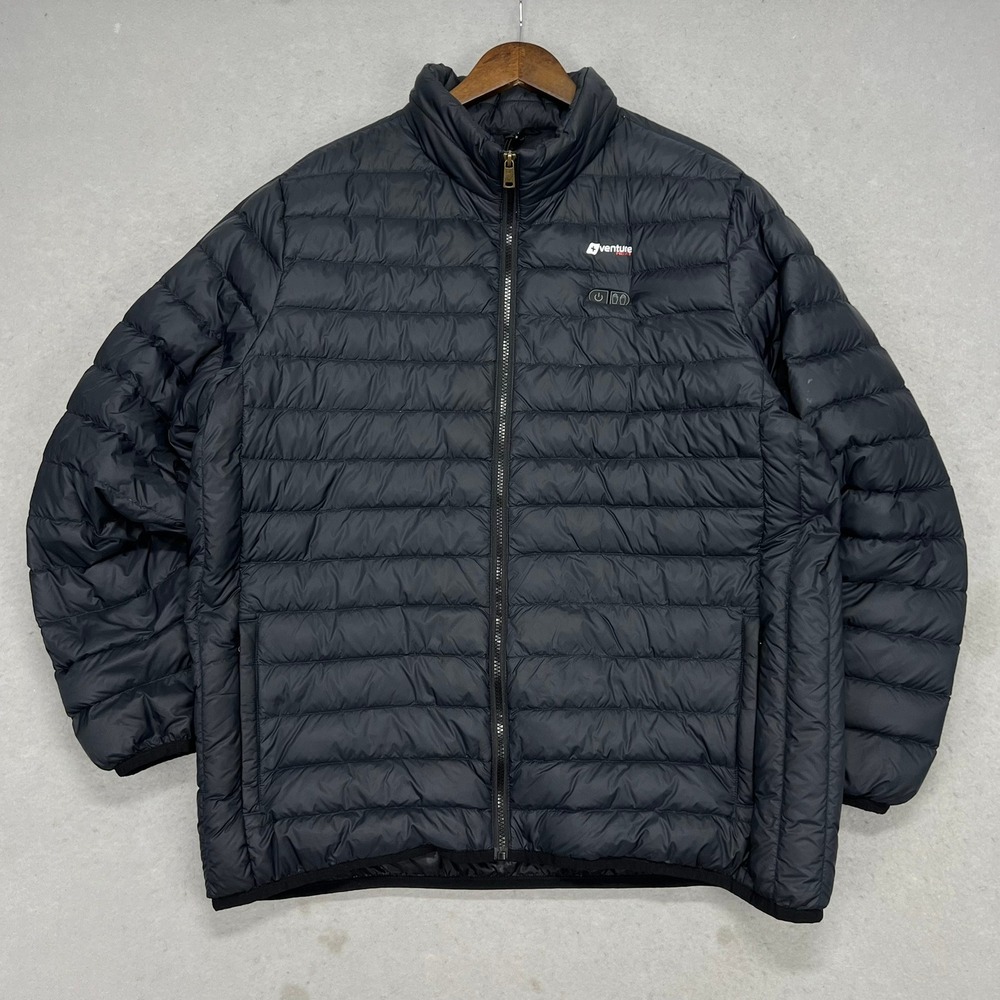 Venture Heat Men's Black Duck Down Puffer Heated Jacket with Power‎ Control